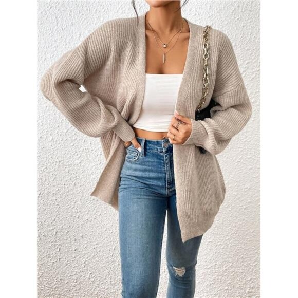 Open Front Drop Shoulder Duster Cardigan - Picture 5 of 6